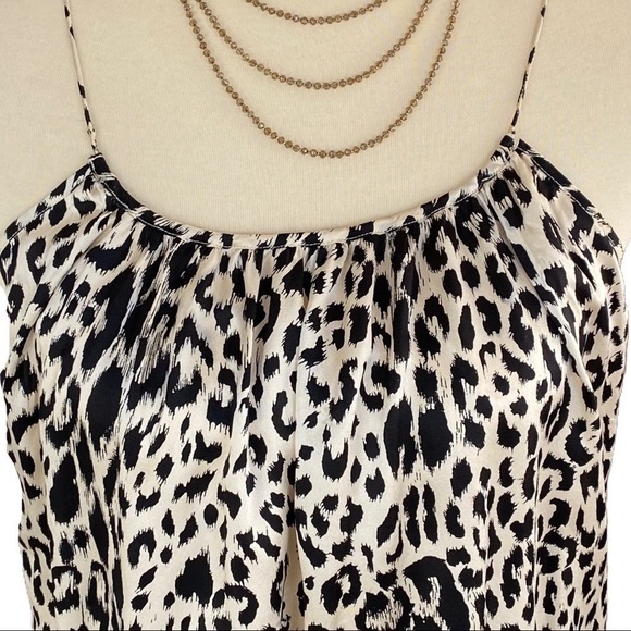 Scoop NYC 100% Silk Leopard Print Scoop Neck Spaghetti Strap Tank Top Size Small - Picture 2 of 8